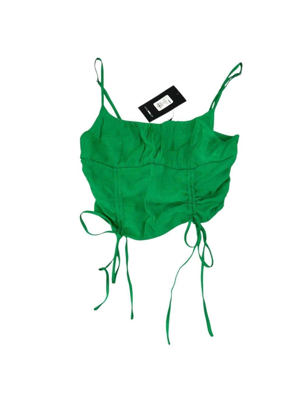Fashion Nova Green Ruched Drawstring Crop Top NWT